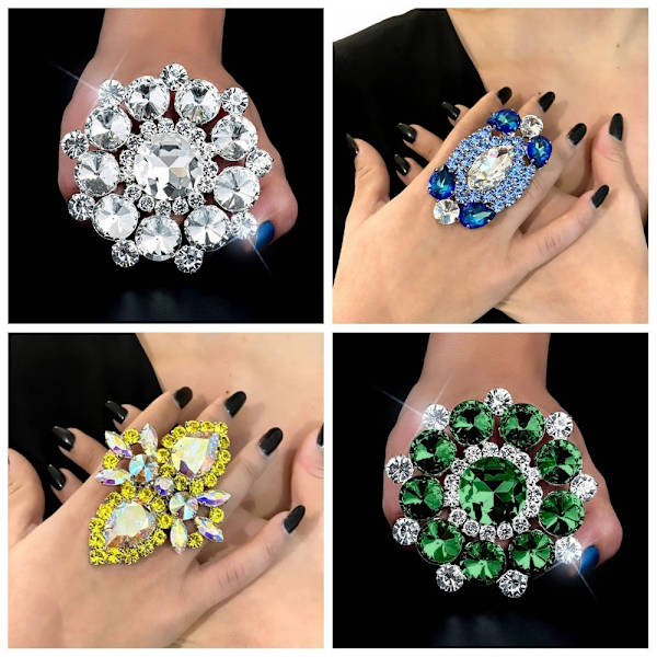 Överdriva Rhinestone Open Rings Crystal Finger Ring STYLE Style 2-Silver