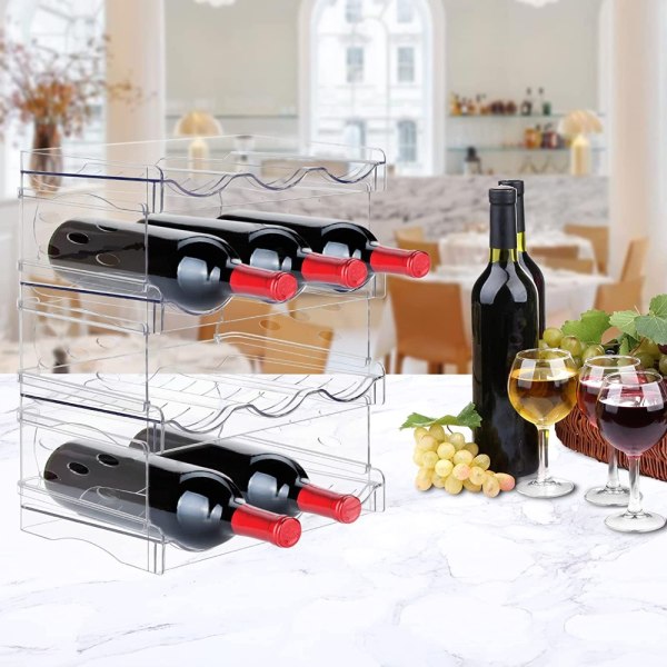 Gjennomsiktig oppbevaringsstativ for vannflaske Stablebar vannflaske 6 bottles