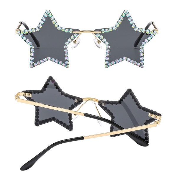 Tähtimuotoiset aurinkolasit Rhinestone Pentagon aurinkolasit LIGHT Light green