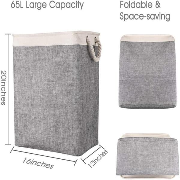 Klesvaskpose Sammenleggbar Klesvaskkurv BEIGE&GRÅ beige&grey