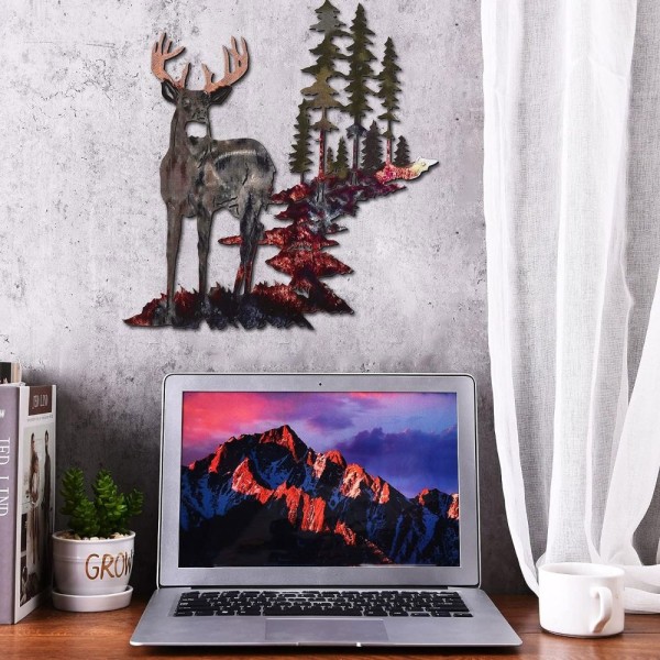 Metal Deer Wall Art Forest Deer Wall Decor Elg Silhouette Wall