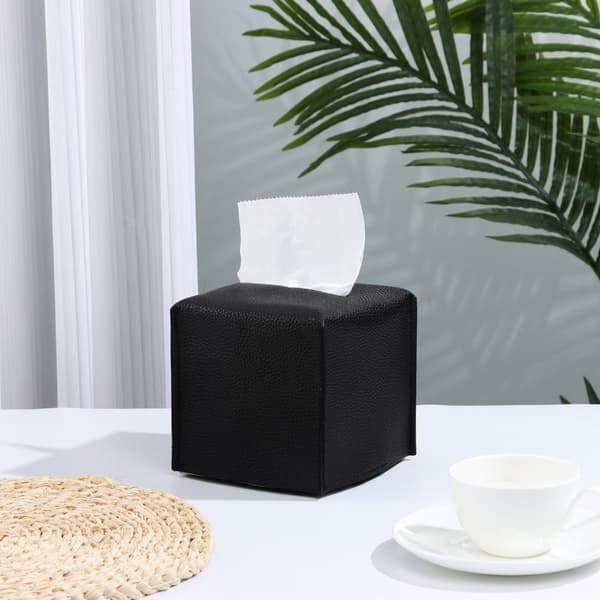 2 Stk PU Læder Tissue Box Holder HVID White