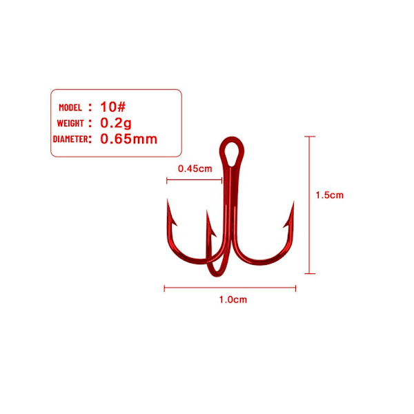 50 stk røde fiskekroge højkulstofstål 10 10 10
