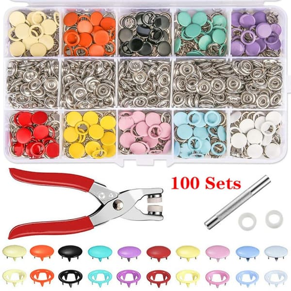 100/200Setit Vaatteet Ompelunapit Nepparit Set 01-WITH 01-with tool