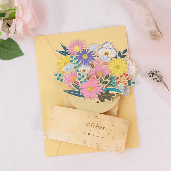 3D Pops-up Bukett Papirblomster 4 4 4