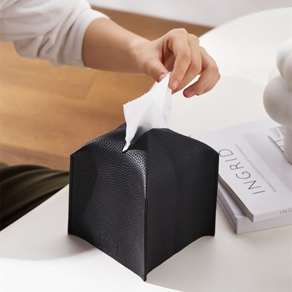 PU Læder Tissue Box VINRØD wine red