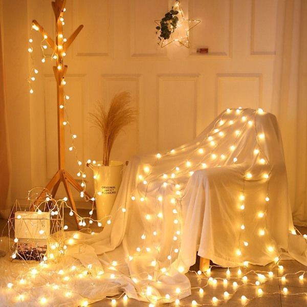 LED Ball Garland Lights Fairy String Lampe VARM HVID warm white