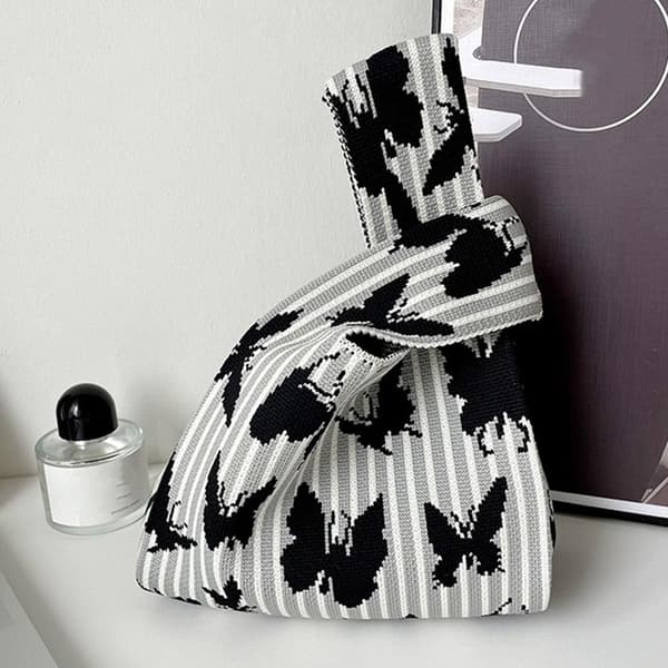 Strikket Håndtaske Håndledstaske SORT black