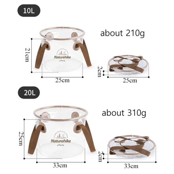 10/20L hopfällbar rund hink Utomhusvandring Resebärbar transparent 10L-10L