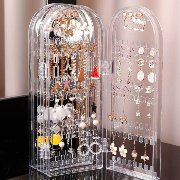 Øreringe Display Holder Øreringe Studs Display Rack transparent 2 Fan-2 Fan