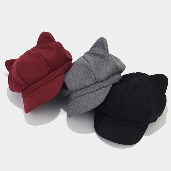 Cat's Ears Hat Basker Hat VINRÖTT Wine Red