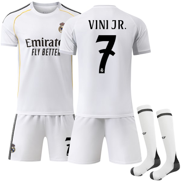 2025-2026 Real Madrid Hjemme Barn Voksen Fotballtrøye Vinicius Nr. 7 VINI JR 28