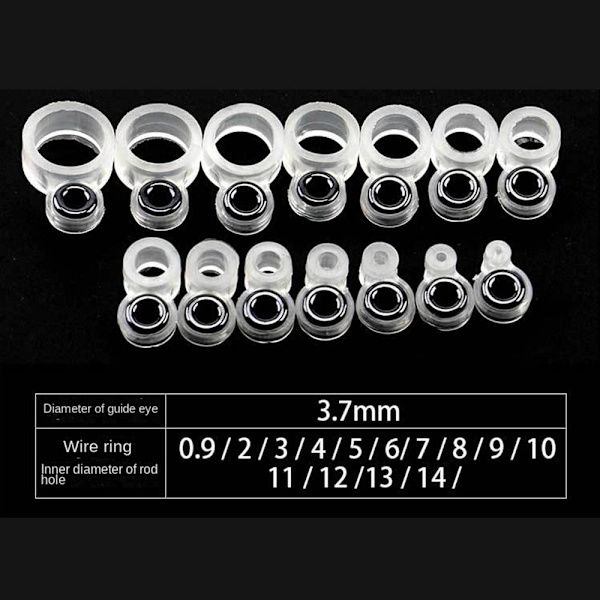 14/22 Stk Fiskestang Wire Ring Fiskeline Guide 21MM 21mm setLuminous