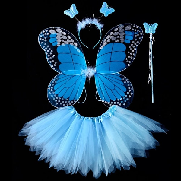 Lasten pukurekvisiitta Butterfly Wings -setit SININEN 4 KPL/ SET 4 Blue 4 pcs/set-4 pcs/set