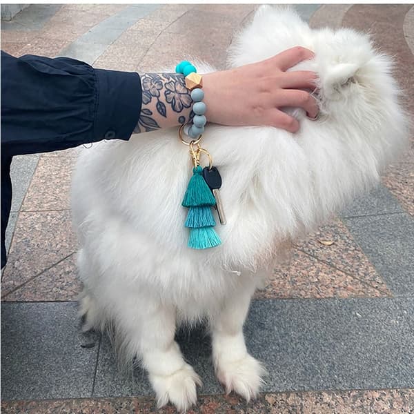 Silikone perle nøglering nøglering armbånd HVID WHITE