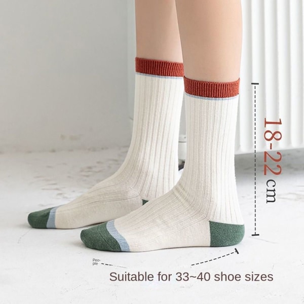 5 par Harajuku Retro Sokker Stribede Dame Sokker MULTICOLOR MULTICOLOR