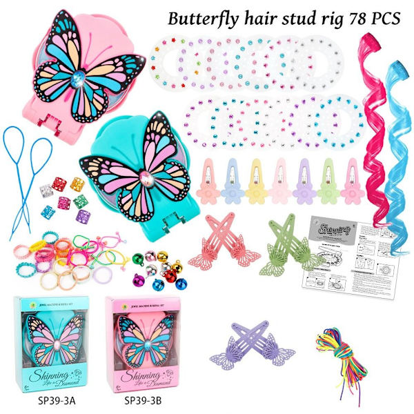 Hår Gem Stamper Hair Gems Machine ROSA 78ST SET 78ST SET pink 78pcs set-78pcs set