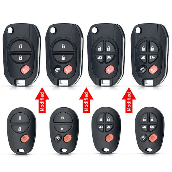 Fjernbetjent bilnøgleskal Bilnøglekasse 5 KNAPPER 5 KNAPPER 5 Buttons