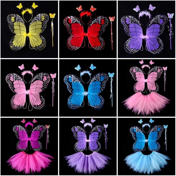 Lasten pukurekvisiitta Butterfly Wings -setit KELTAINEN 3 KPL / SET 3 Yellow 3 pcs/set-3 pcs/set