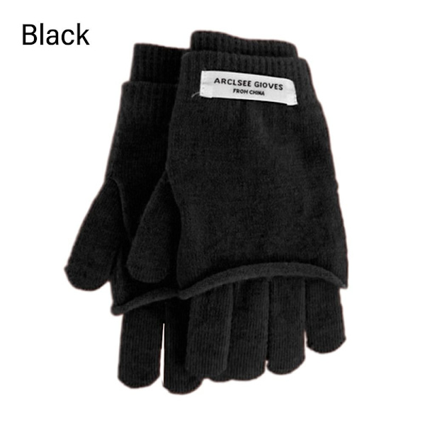 Stickade handskar Handledshandskar SVART black