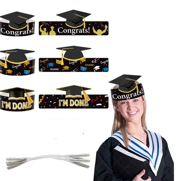 9 Stk Graduation Paper Hat Mortarboard Cap BLANDET BLANDET Mixed