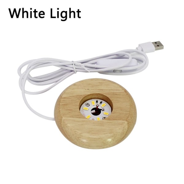 LED Ljus Display Hållare Kristallkula Bas VIT LJUS VIT White Light
