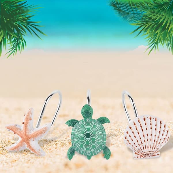 12 STK Seashell Dusjgardinringer Dusjgardinkroker 12Pcs