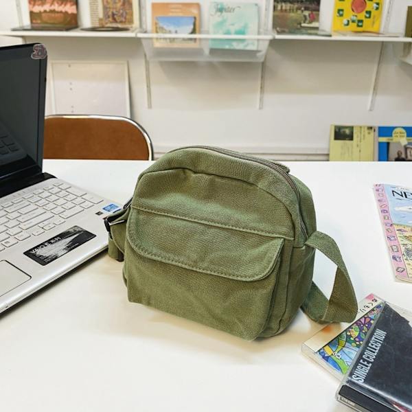 Små Canvas Crossbody-väskor Mini Phone Axelväskor VIT White