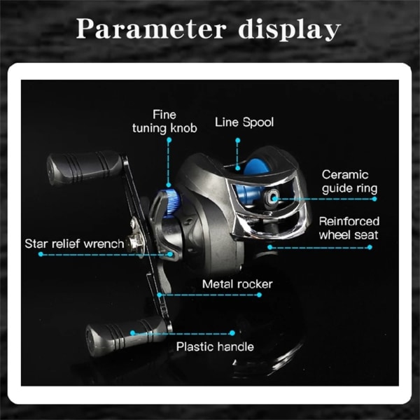 AK200 Baitcasting Rulle 8KG Max Drag Hög Hastighet Fiske Rulle blå
