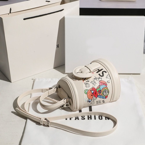 2023 Bucket Bag Graffiti Horseshoe Läder Axelväska