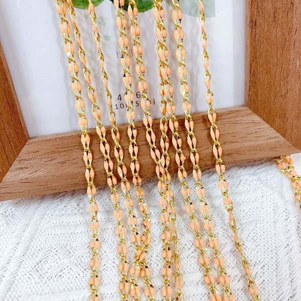 Emalj Kabelkedja Emalj Rolo Chain ORANGE Orange