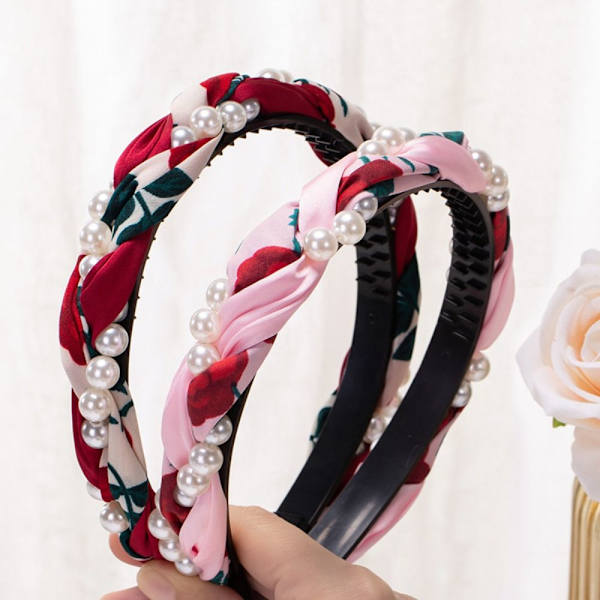 Pearl-punottu pääpanta Twist Hair Hoop PUNAINEN red