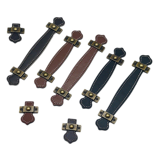 Zinklegering Läderhandtag Läderbox Handtag LJUSBRUN 96MM Light Brown 96mm-96mm