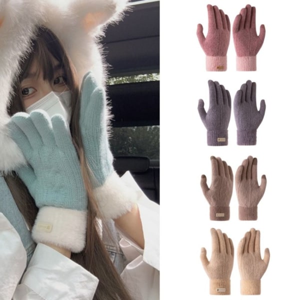 Stickade handskar Vinterhandskar KHAKI khaki
