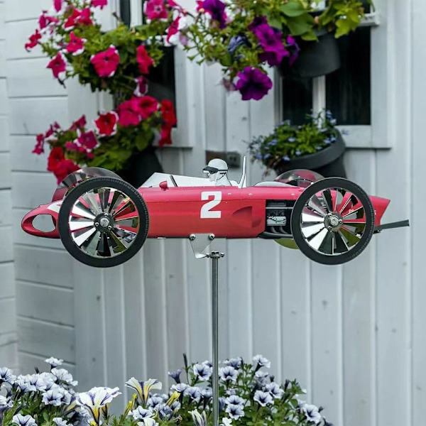Garden Pinwheel Car Racer Windmill RED Red