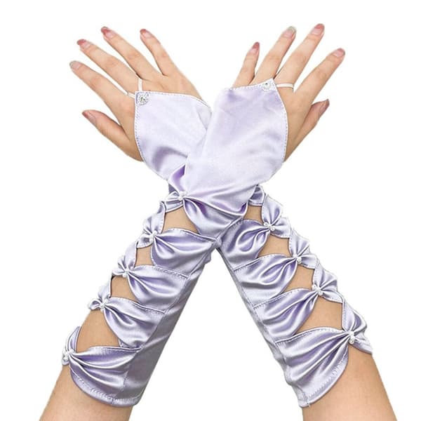 Brudhandskar Armbågshandskar BLÅ blue