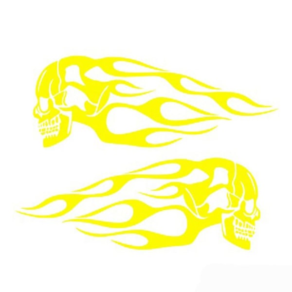 3D-brændstoftankklistermærker Flamme-kranier Decals GUL GUL yellow