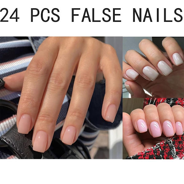 Simple Style tekokynsi Nude Pink Fake Nail D D D