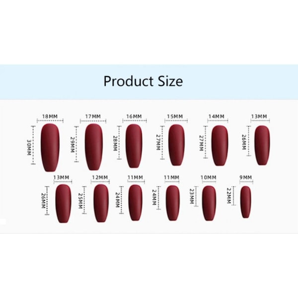 24 stk ensfargede falske negler Lange ballett falske negler 14-zh141-22