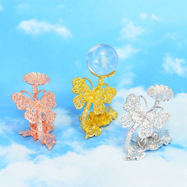 Butterfly Display Base Holder Krystalkugle Display Stand GULD Gold