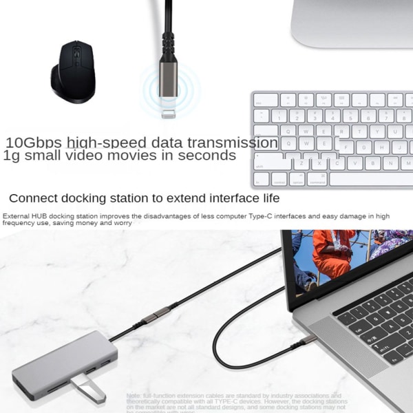 USB 3.2 Type-C förlängningskabel USB-C PD 100W hane till hona 2M 2m