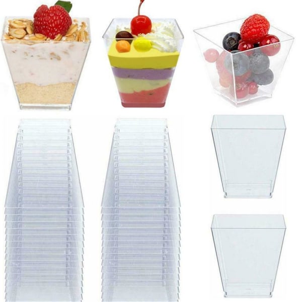 Plastbeger for dessert, klare 50pcs