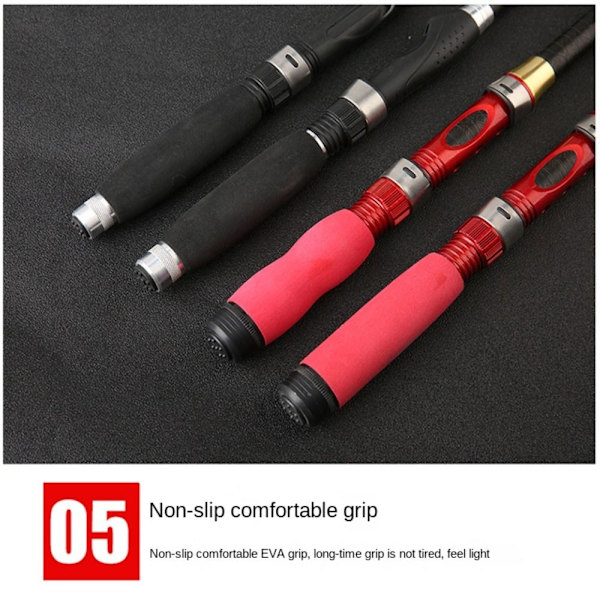 Teleskopiskt fiskespö Bärbart fiskespö SVART 1,5M 1,5M Black 1.5m-1.5m