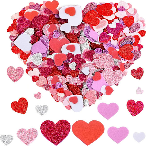 300 st Foam Heart Stickers Glitter Stickers Självhäftande