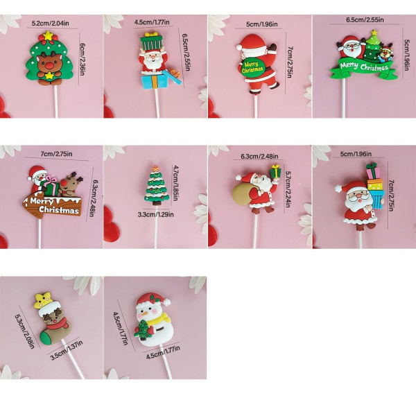 1/5 STK Christmas Cake Toppers Glædelig jul 2 2 2