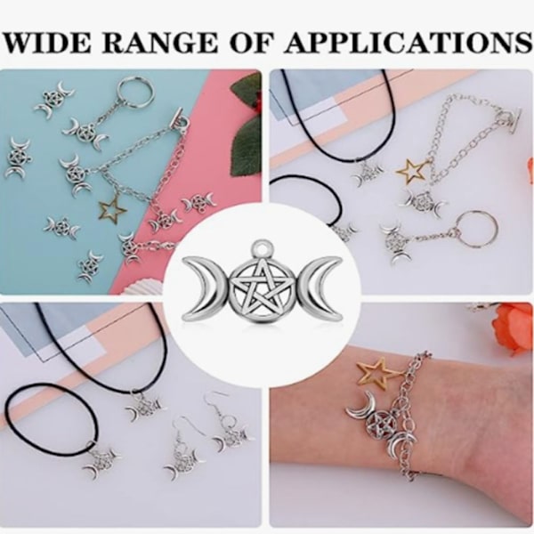 Moon Goddess Hängsmycke Pentagram Moon Charms Triple Moon