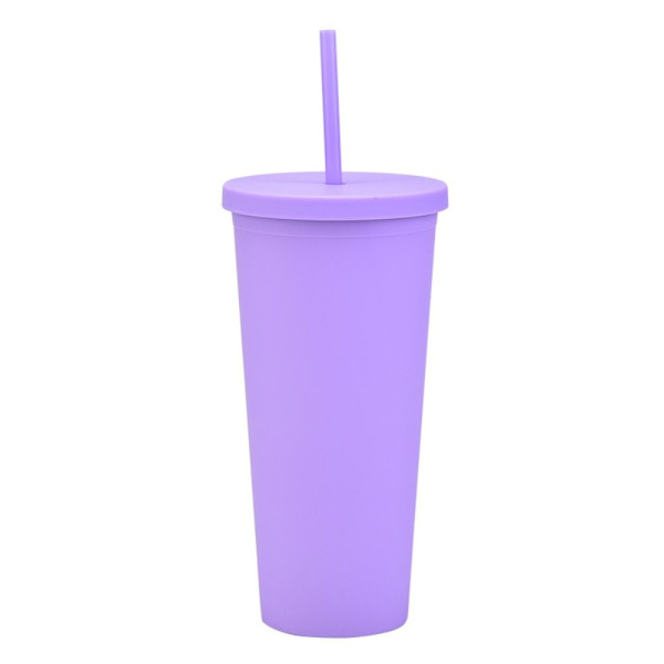 Dobbeltlags Skinny Tumbler Plastic Forsted vandflaske LILLA Purple