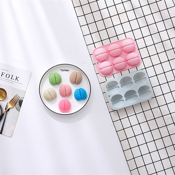 1/2 stk 3D Human Brain Molds Brain Modeling Form PINK&BLÅ pink&blue