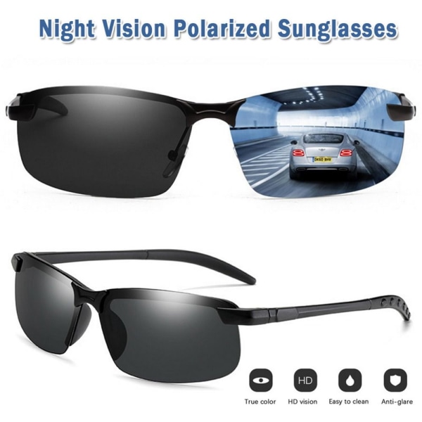 Night Vision Glasses Miesten ajoaurinkolasit MUSTA-HARMAA Black-Gray