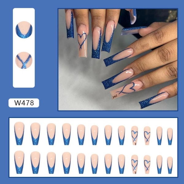 24 stk Fake Nails Long French W472 W472 W472